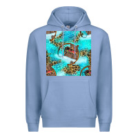 Colony Blue Mama Bear Hunting Fish With Leopard Seamless Pattern Premium Hoodie - BundleAndBundleShop