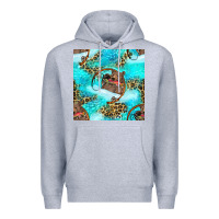 Heather Grey Mama Bear Hunting Fish With Leopard Seamless Pattern Premium Hoodie - BundleAndBundleShop