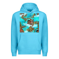 Ocean Blue Mama Bear Hunting Fish With Leopard Seamless Pattern Premium Hoodie - BundleAndBundleShop