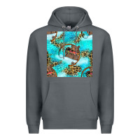 Rock Mama Bear Hunting Fish With Leopard Seamless Pattern Premium Hoodie - BundleAndBundleShop