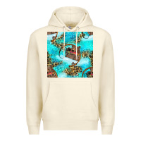 Sandshell Mama Bear Hunting Fish With Leopard Seamless Pattern Premium Hoodie - BundleAndBundleShop