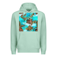 Seafoam Mama Bear Hunting Fish With Leopard Seamless Pattern Premium Hoodie - BundleAndBundleShop