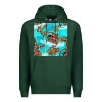 Sports Green Mama Bear Hunting Fish With Leopard Seamless Pattern Premium Hoodie - BundleAndBundleShop