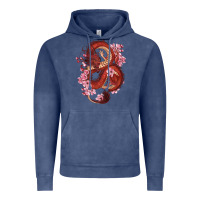Vintage Denim red dragon and sakura cherry blossoms Vintage Hoodie - RanaPortraitStore