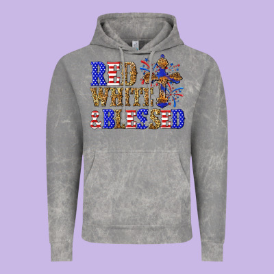Vintage Hoodie red white and blessed