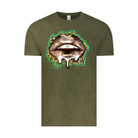 Vintage Olive soccer lips Vintage Tee - Zillion Design Studio