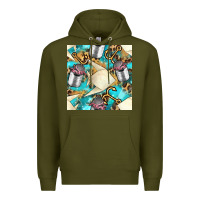 Army Green Paper Fish And Canned With Anchor Seamless Pattern Pbs Premium Hoodie - BundleAndBundleShop