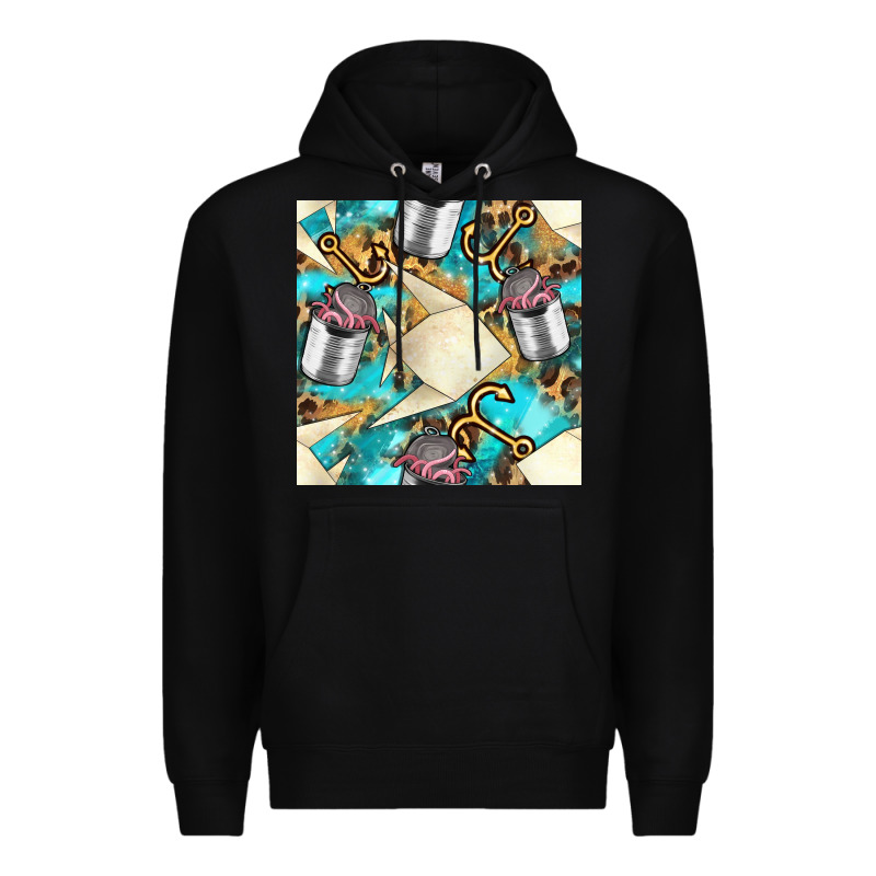 Paper Fish And Canned With Anchor Seamless Pattern Pbs Premium Hoodie by BundleAndBundleShop | Teevron