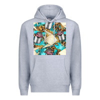Heather Grey Paper Fish And Canned With Anchor Seamless Pattern Pbs Premium Hoodie - BundleAndBundleShop