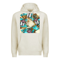 Oatmeal Heather Paper Fish And Canned With Anchor Seamless Pattern Pbs Premium Hoodie - BundleAndBundleShop