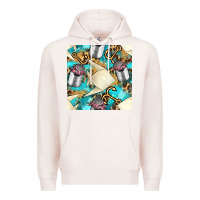 Pale Pink Paper Fish And Canned With Anchor Seamless Pattern Pbs Premium Hoodie - BundleAndBundleShop