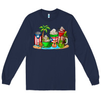 Navy puerto rico coffee cups Long Sleeve Tee - AdoDesignShop