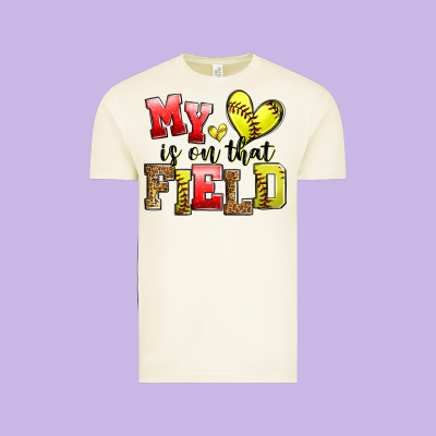 My Heart Is On That Field Softball Vintage Tee Designed By Zillion Design Studio