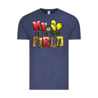 Vintage Denim my heart is on that field softball Vintage Tee - Zillion Design Studio