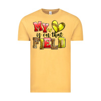 Vintage Mustard my heart is on that field softball Vintage Tee - Zillion Design Studio