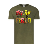 Vintage Olive my heart is on that field softball Vintage Tee - Zillion Design Studio