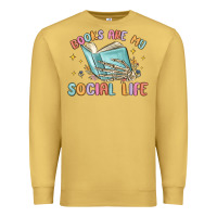 Antique Gold books are my social life Premium Sweatshirt - MaliasSmallBusiness