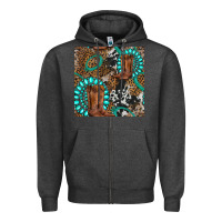 Charcoal Heather cowboy boot and gemstone Zipper Hoodie - BundleAndBundleShop