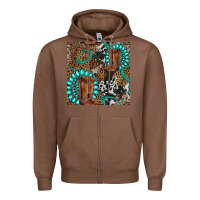 Chestnut cowboy boot and gemstone Zipper Hoodie - BundleAndBundleShop
