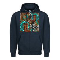Navy cowboy boot and gemstone Zipper Hoodie - BundleAndBundleShop