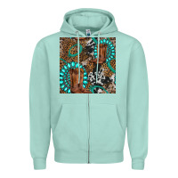 Seafoam cowboy boot and gemstone Zipper Hoodie - BundleAndBundleShop