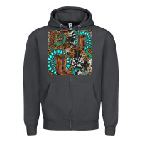 Smoke cowboy boot and gemstone Zipper Hoodie - BundleAndBundleShop