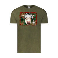 Vintage Olive christmas cow with background Vintage Tee - RanaPortraitStore