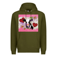 Army Green lotus heart cow valentine Premium Hoodie - AdoDesignShop
