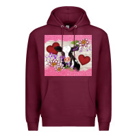 Burgundy lotus heart cow valentine Premium Hoodie - AdoDesignShop