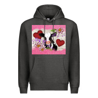 Charcoal Heather lotus heart cow valentine Premium Hoodie - AdoDesignShop