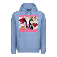 Colony Blue lotus heart cow valentine Premium Hoodie - AdoDesignShop