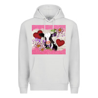 Dove Grey lotus heart cow valentine Premium Hoodie - AdoDesignShop