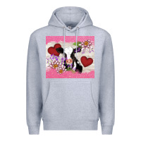Heather Grey lotus heart cow valentine Premium Hoodie - AdoDesignShop