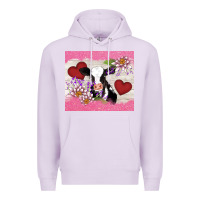 Lilac lotus heart cow valentine Premium Hoodie - AdoDesignShop