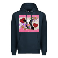 Navy lotus heart cow valentine Premium Hoodie - AdoDesignShop
