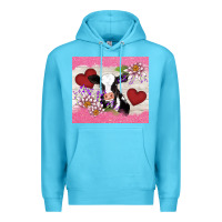 Ocean Blue lotus heart cow valentine Premium Hoodie - AdoDesignShop