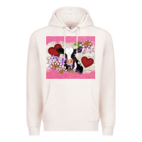 Pale Pink lotus heart cow valentine Premium Hoodie - AdoDesignShop