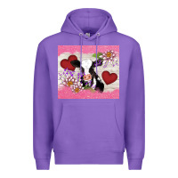 Purple lotus heart cow valentine Premium Hoodie - AdoDesignShop