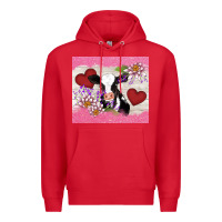Red lotus heart cow valentine Premium Hoodie - AdoDesignShop