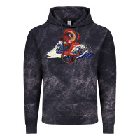 Cloud Black asian dragon and ocean waves Vintage Hoodie - RanaPortraitStore