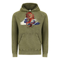 Vintage Olive asian dragon and ocean waves Vintage Hoodie - RanaPortraitStore
