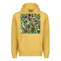 Antique Gold Western Cactus And Turquoise Gemstone With Leopard And Cowhide Seamles Premium Hoodie - BundleAndBundleShop