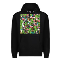 Black Western Cactus And Turquoise Gemstone With Leopard And Cowhide Seamles Premium Hoodie - BundleAndBundleShop