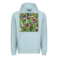 Blue Mist Western Cactus And Turquoise Gemstone With Leopard And Cowhide Seamles Premium Hoodie - BundleAndBundleShop
