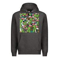 Charcoal Heather Western Cactus And Turquoise Gemstone With Leopard And Cowhide Seamles Premium Hoodie - BundleAndBundleShop