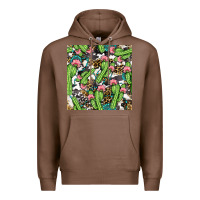 Chestnut Western Cactus And Turquoise Gemstone With Leopard And Cowhide Seamles Premium Hoodie - BundleAndBundleShop
