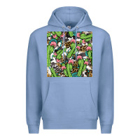 Colony Blue Western Cactus And Turquoise Gemstone With Leopard And Cowhide Seamles Premium Hoodie - BundleAndBundleShop