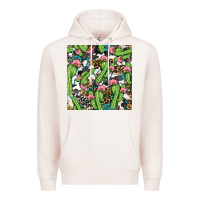 Pale Pink Western Cactus And Turquoise Gemstone With Leopard And Cowhide Seamles Premium Hoodie - BundleAndBundleShop