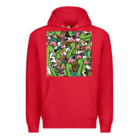 Red Western Cactus And Turquoise Gemstone With Leopard And Cowhide Seamles Premium Hoodie - BundleAndBundleShop
