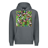 Rock Western Cactus And Turquoise Gemstone With Leopard And Cowhide Seamles Premium Hoodie - BundleAndBundleShop
